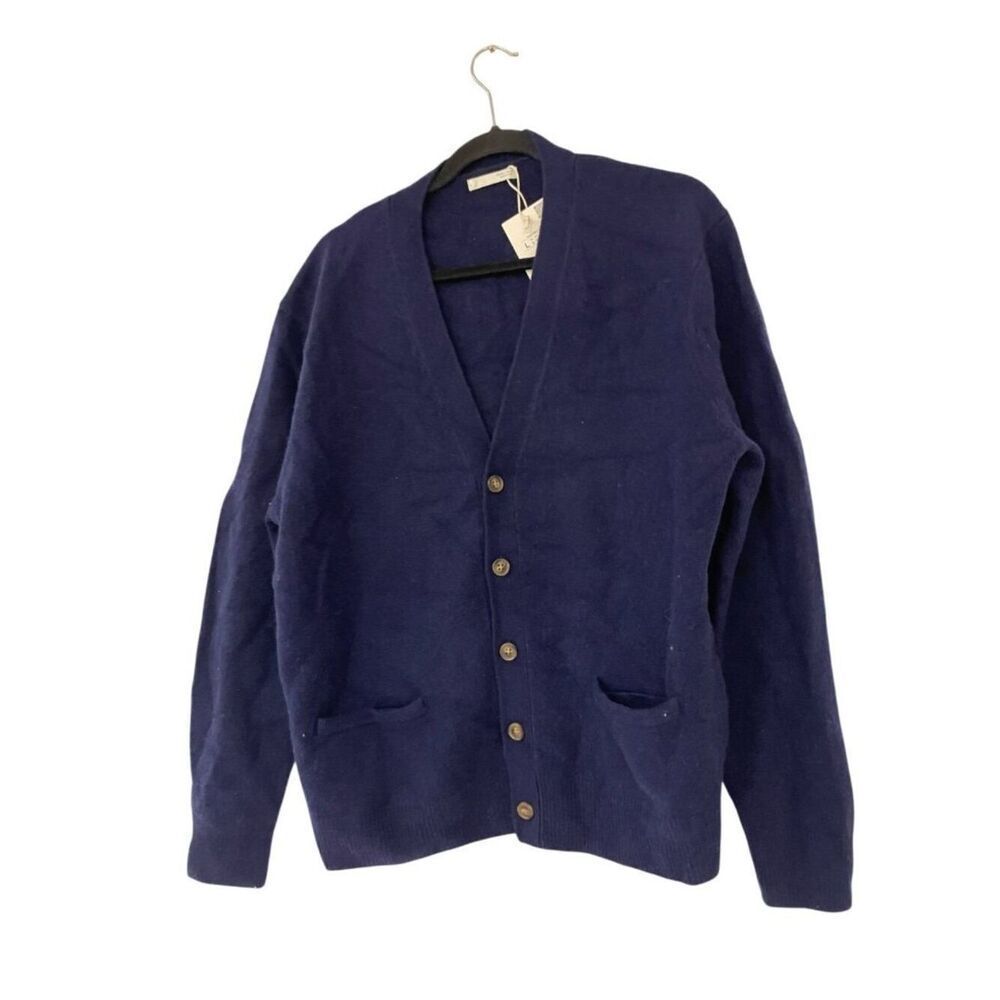 Zara Womens Sweater L Blue Wool Cashmere Button Front Cardigan 2893/402 NWT